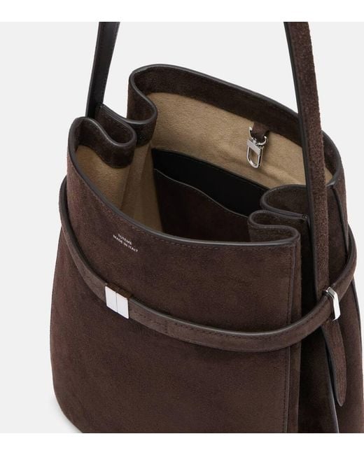 Totême  Black Belted Suede Bucket Bag