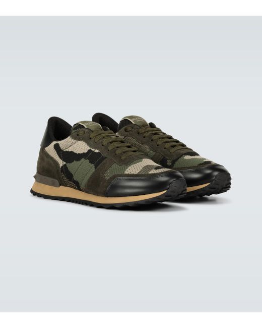 Valentino Garavani rockrunner knit camouflage groen dessin - shoebaloo.nl/
