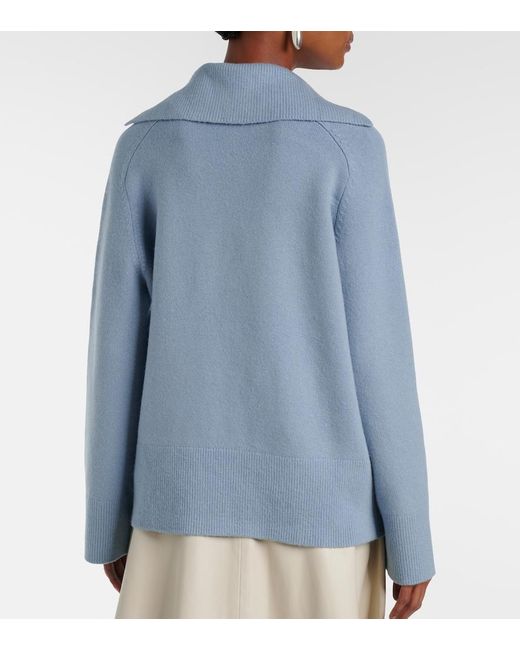 Vince Blue Wool And Cashmere-Blend Polo Sweater