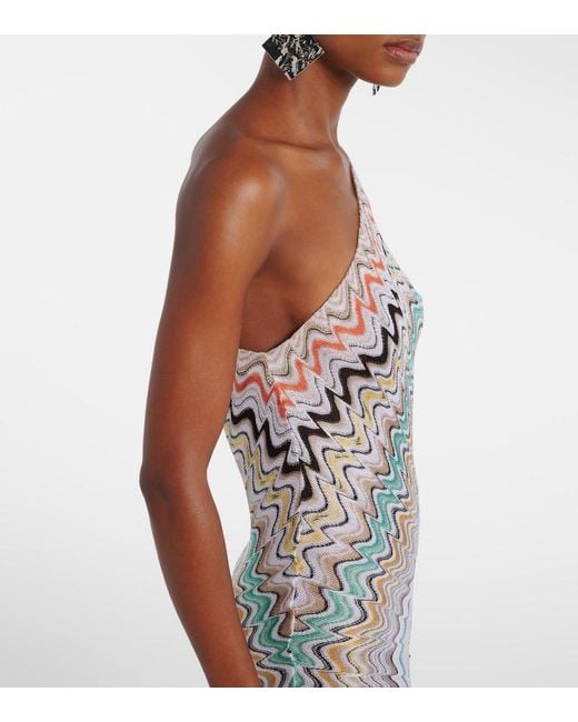 Missoni White Wave One-Shoulder Maxi Dress