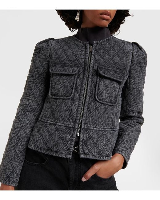 Isabel Marant Black Deliona Quilted Cotton-Canvas Jacket