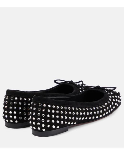 Christian Louboutin Black Mamadrague Strass Boum Suede Flat