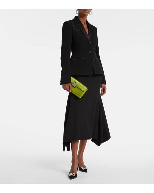 Roger Vivier Green Efflorescence Satin Clutch