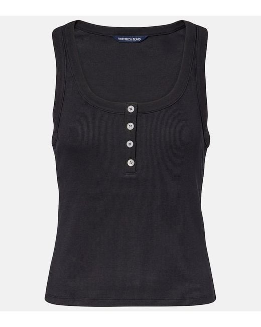 Veronica Beard Blue Abbott Cotton-Blend Tank Top