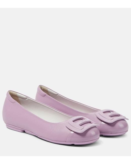Hogan Purple H661 Leather Ballet Flats