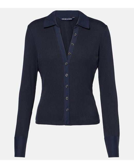 Veronica Beard Blue Top Scottie Aus Einem Baumwollgemisch