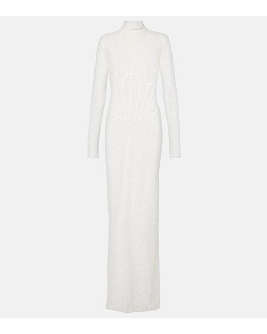 The New Arrivals Ilkyaz Ozel White Isadora Lace Corset Gown