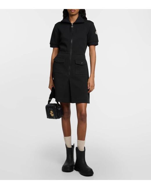 Moncler Black Cotton-blend Minidress