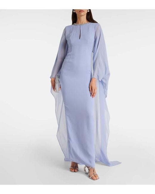Roland Mouret Blue Verzierte Robe Aus Seidenchiffon