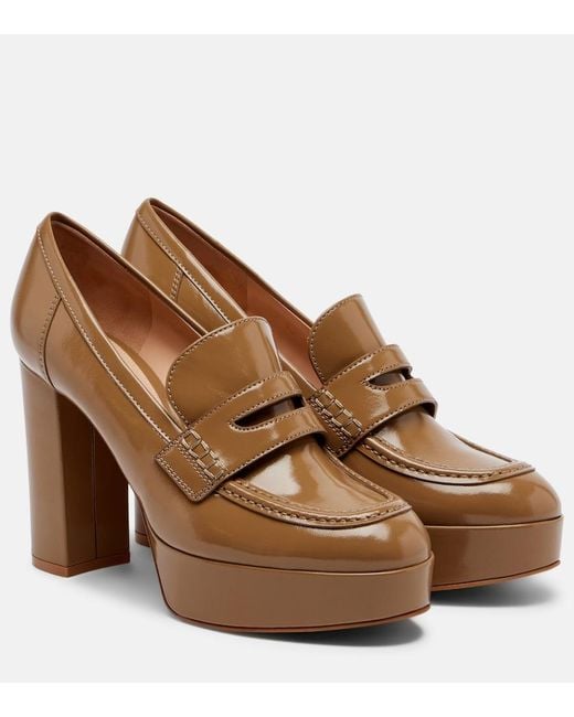 Gianvito Rossi Brown Jenna Leather Loafer Pumps