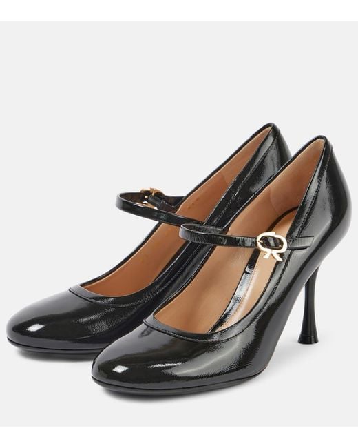 Gianvito Rossi Black Carla 85 Patent Leather Mary Jane Pumps