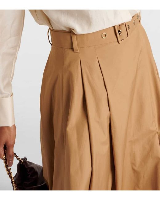 Falda larga plisada de popelin de algodon Max Mara de color Natural