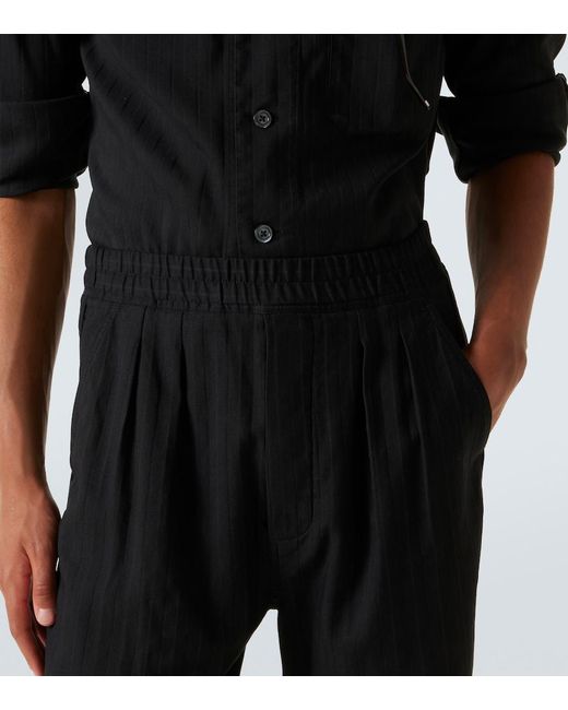 Tom Ford Blue Striped Cotton And Silk Straight Pants for men