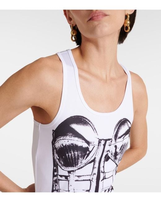 Jean Paul Gaultier White Cage Trompe L'Oeil Maxi Dress