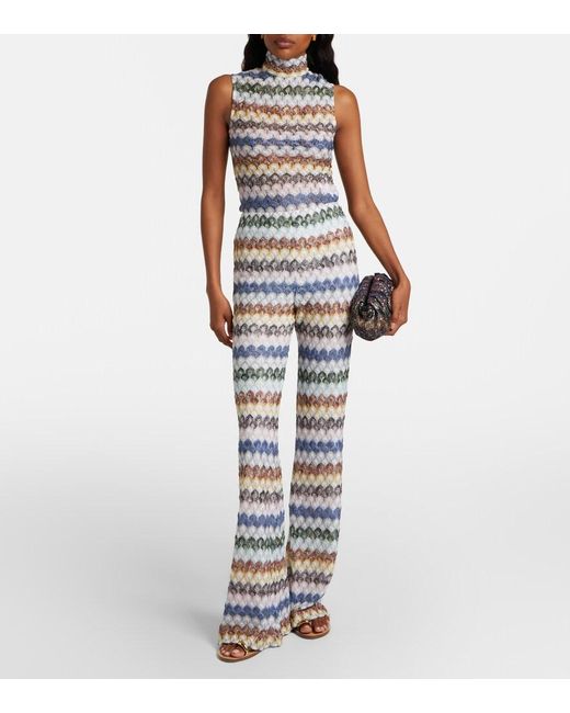 Missoni Multicolor Knitted Lame Flared Pants