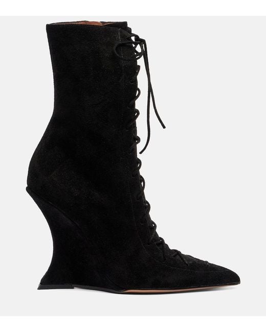 Paris Texas Black Nina 105 Suede Lace-Up Boots