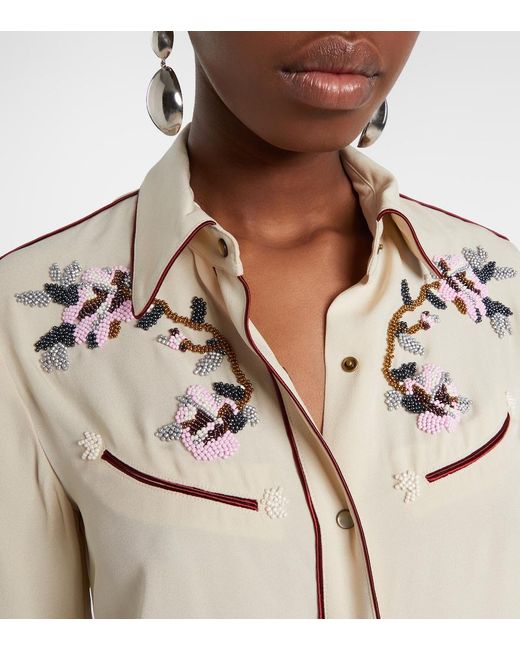 Isabel Marant Natural Yzea Beaded Cady Shirt