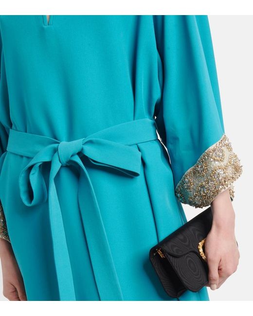 Valentino Blue Verzierte Robe Aus Cady Couture