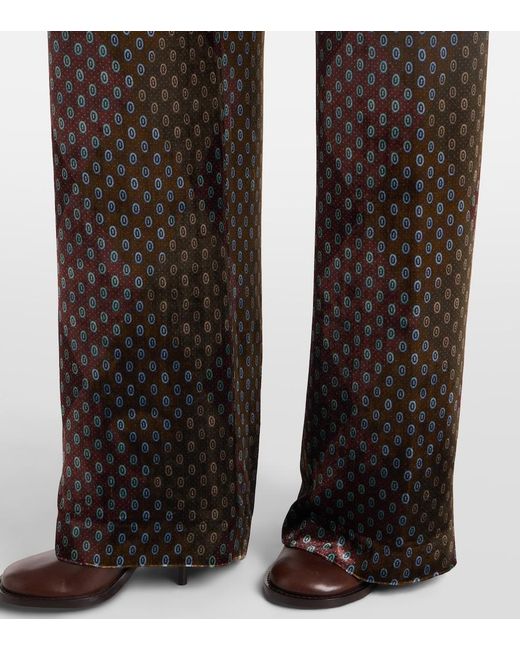 Dries Van Noten Black Printed Wide-Leg Satin Pants