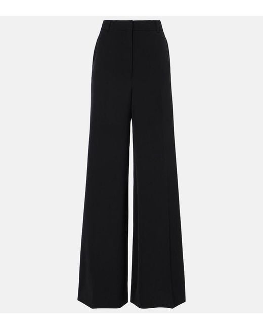 Stella McCartney Black High-Rise Wool-Blend Wide-Leg Pants