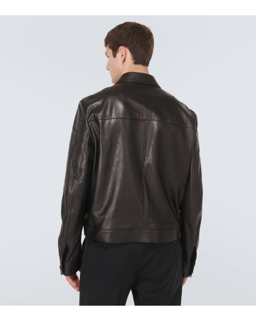 Dolce & Gabbana Black Leather Jacket for men