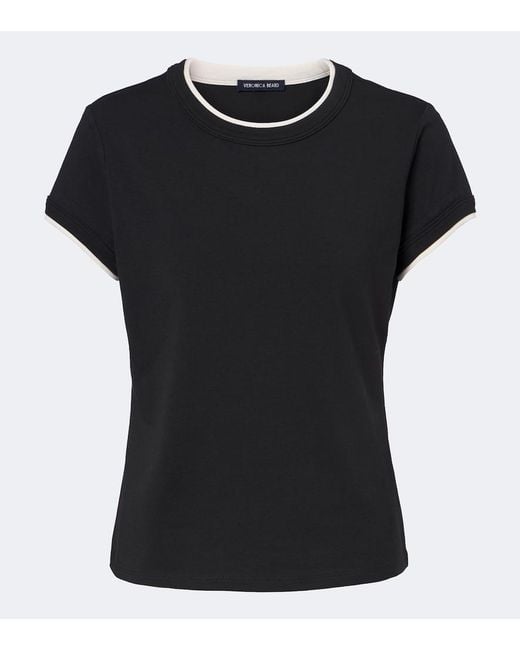 Veronica Beard Black Devin Cotton-Blend T-Shirt