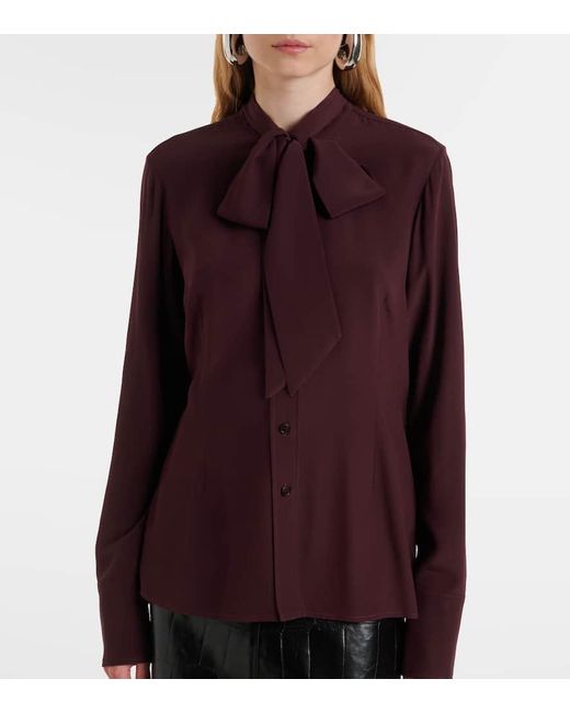 Stella McCartney Purple Tie-Neck Silk Blouse