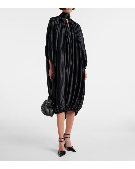 Ferragamo Black Satin Midi Dress