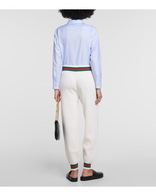 Pantalones deportivos de punto acanalado Gucci de color Natural