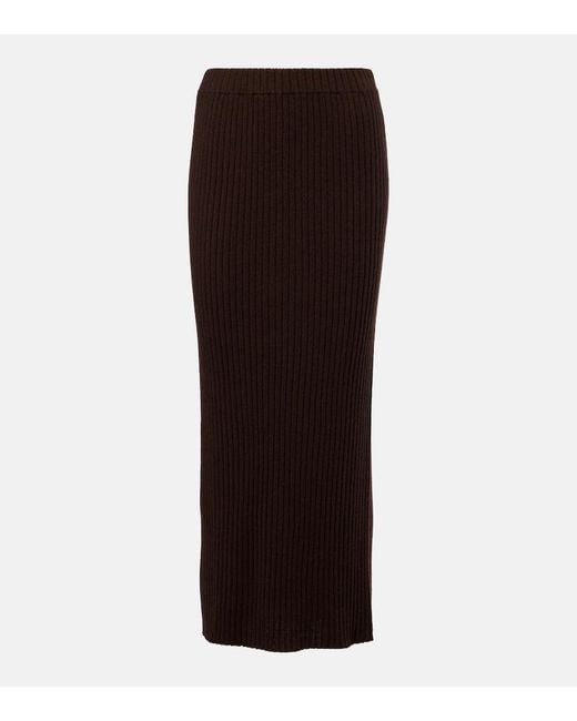 Jardin Des Orangers Brown Ribbed-Knit Cashmere Maxi Skirt