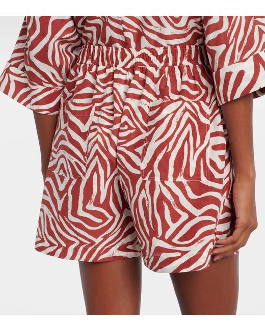 Brunello Cucinelli Red Shorts Aus Baumwolle Und Seide