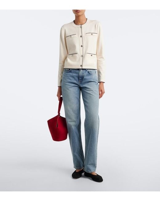 Tory Burch Natural Kendra Scalloped Wool-Blend Cardigan