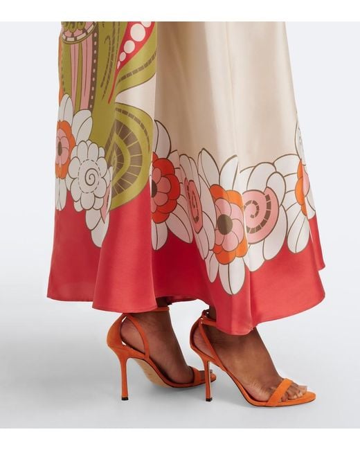 LaDoubleJ Orange Muumuu Printed Silk Twill Maxi Dress