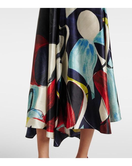 Roksanda White Adriana Printed Satin Midi Dress