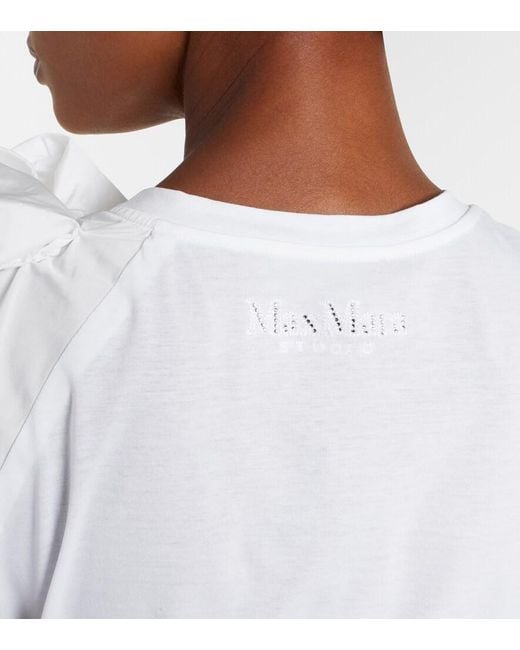 Max Mara White Elegante Taglio Cotton Jersey Top