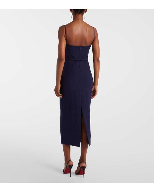 Roland Mouret Blue Belted Crepe Midi Dress