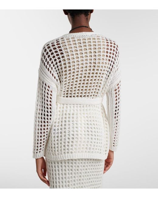 Max Mara White Gelo Open-Knit Cotton Wrap Cardigan