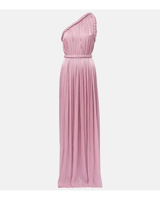 Costarellos Pink Isilda Lame Georgette Gown