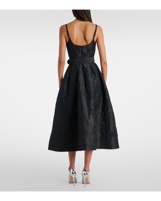 Rebecca Vallance Black Petra Belted Jacquard Bustier Dress