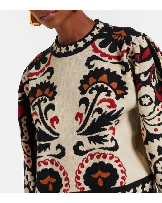 Farm Rio Black Tapestry Stripes Jacquard Sweater