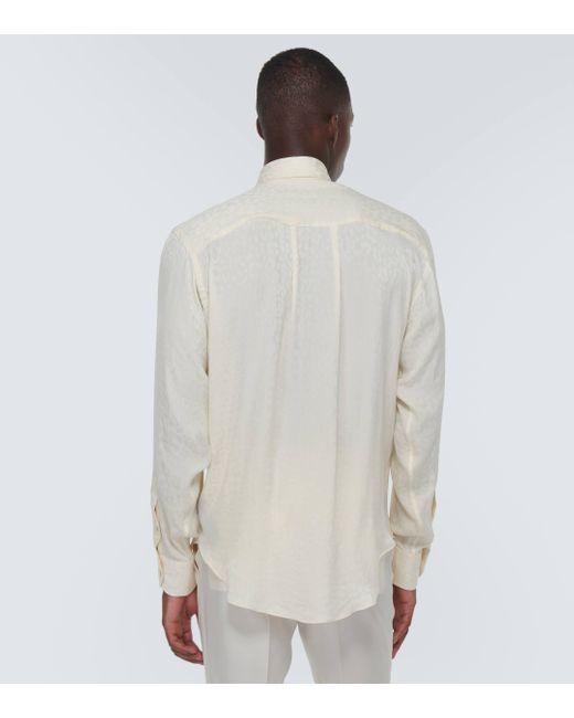 Tom Ford White Jacquard Silk Shirt for men
