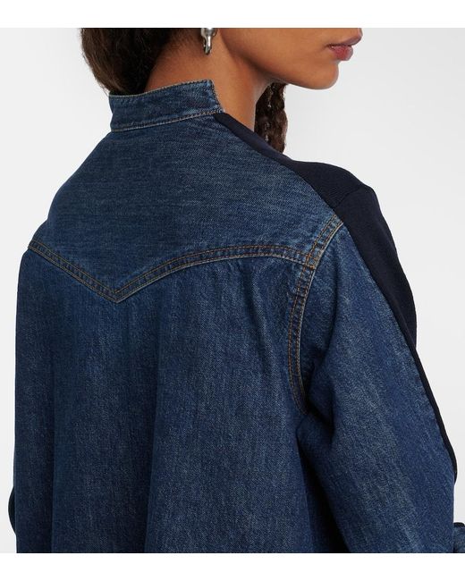 Sacai Blue Cotton-Blend Cardigan