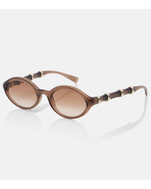 Gucci Brown Bamboo Oval Sunglasses