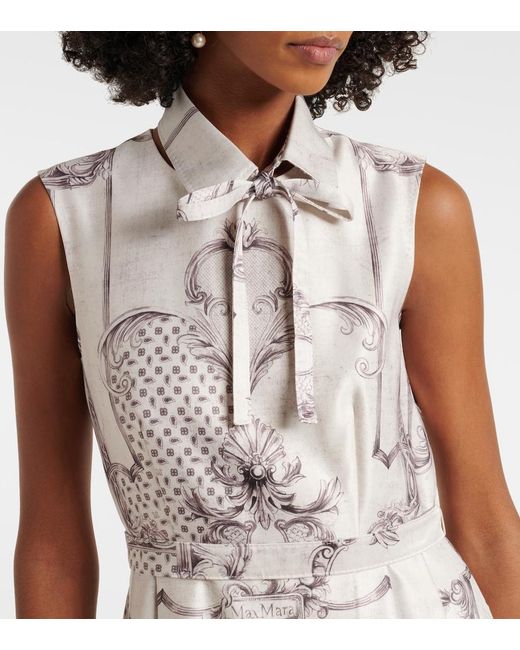 Max Mara Natural Ambuto Printed Midi Dress