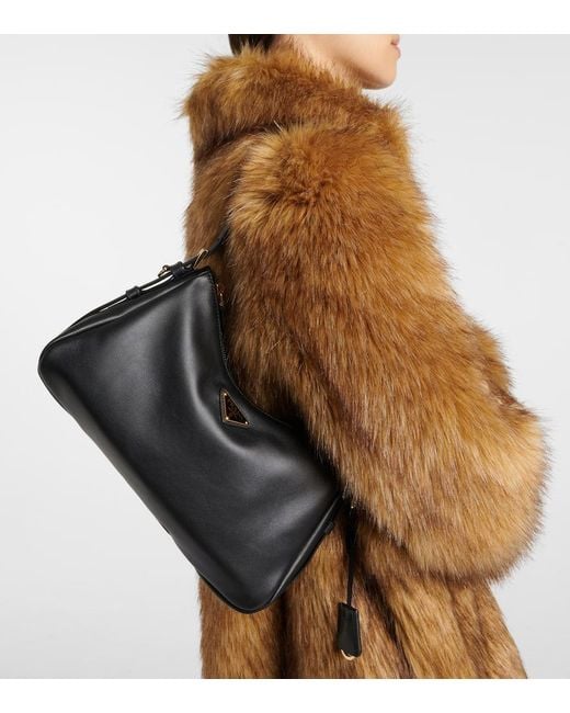 Prada Black Aimee Medium Leather Shoulder Bag