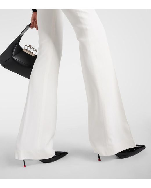 McQueen White Flared Mid-rise Crepe Trousers