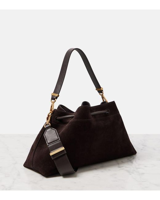 Jimmy Choo Black Bon Bon Small Suede Bucket Bag