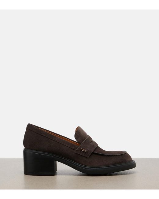 Tod's Brown Suede Loafer Pumps