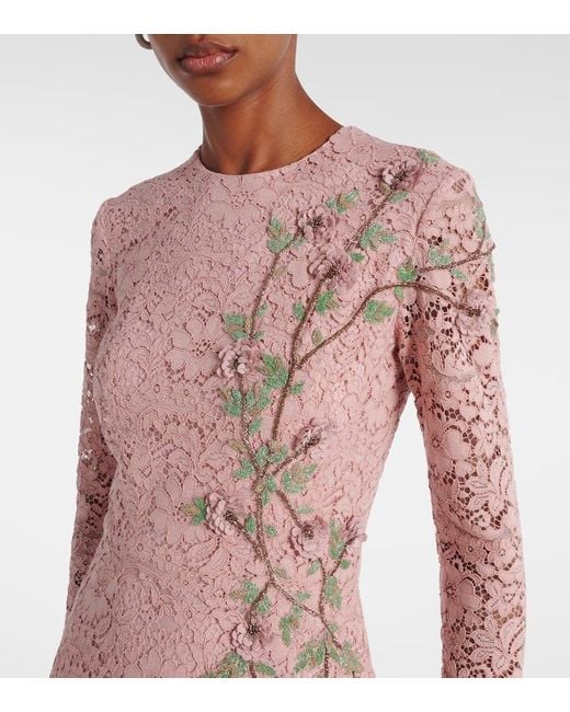 Robe Midi Marlena Brodee En Dentelle Costarellos en coloris Pink