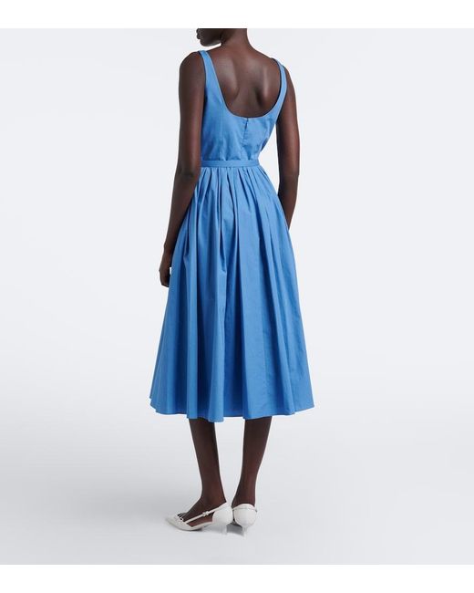 Emilia Wickstead Blue Eglantine Belted Cotton Poplin Midi Dress
